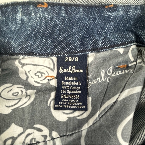 Earl Jeans Shorts Women's 29 Blue Denim Embroidered Pockets Stretch medium wash - Picture 2 of 13